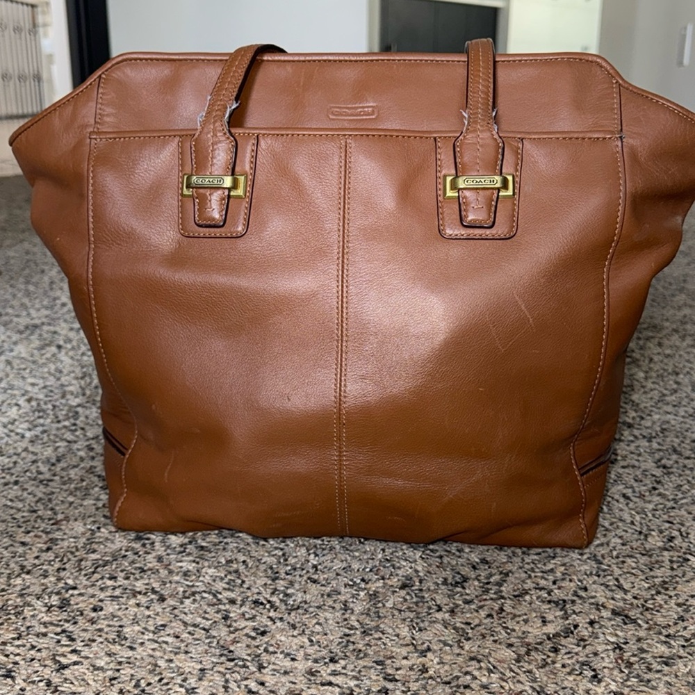 NWT AUTHENTIC COACH F25941 TAYLOR LEATHER NORTH/SOUTH TOTE PURSE SADDLE BROWN